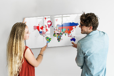 Popisovatelná magnetická tabule Mapa světa s místy, kde se daly pořídit fotografie
