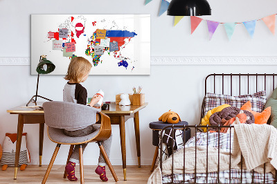 Popisovatelná magnetická tabule Mapa světa s místy, kde se daly pořídit fotografie