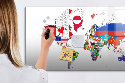 Popisovatelná magnetická tabule Mapa světa s místy, kde se daly pořídit fotografie