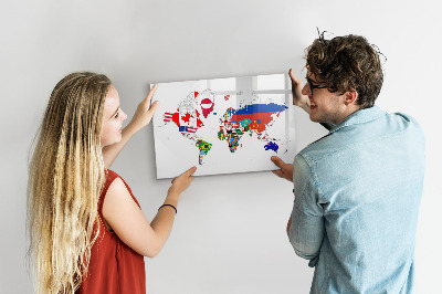 Popisovatelná magnetická tabule Mapa světa s místy, kde se daly pořídit fotografie