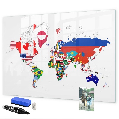 Popisovatelná magnetická tabule Mapa světa s místy, kde se daly pořídit fotografie