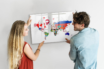 Popisovatelná magnetická tabule Mapa světa s místy, kde se daly pořídit fotografie