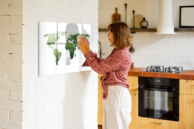 Magnetická psací tabule Zelená mapa světa s fotografiemi