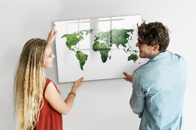 Magnetická psací tabule Zelená mapa světa s fotografiemi