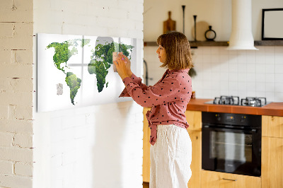 Magnetická psací tabule Zelená mapa světa s fotografiemi