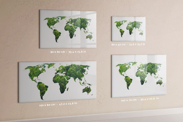 Magnetická psací tabule Zelená mapa světa s fotografiemi