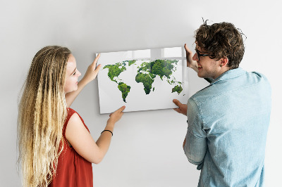 Magnetická psací tabule Zelená mapa světa s fotografiemi