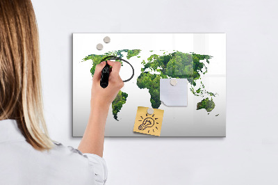 Magnetická psací tabule Zelená mapa světa s fotografiemi