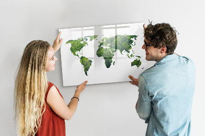 Magnetická psací tabule Zelená mapa světa s fotografiemi