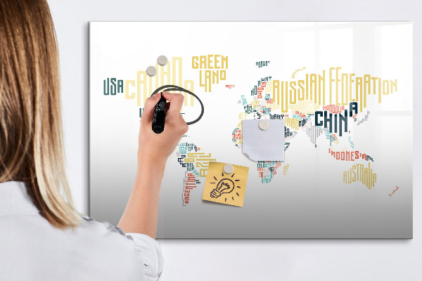 Popisovatelná magnetická tabule Mapa světa s osobními vzpomínkami