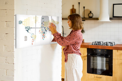 Popisovatelná magnetická tabule Mapa světa s osobními vzpomínkami