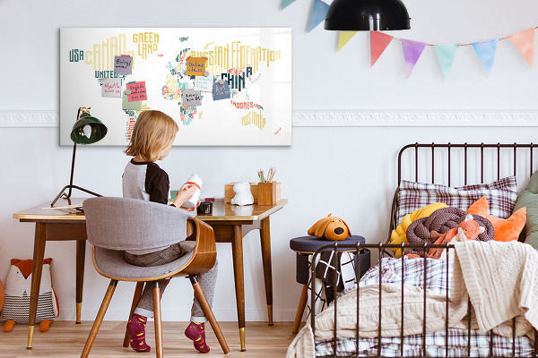 Popisovatelná magnetická tabule Mapa světa s osobními vzpomínkami