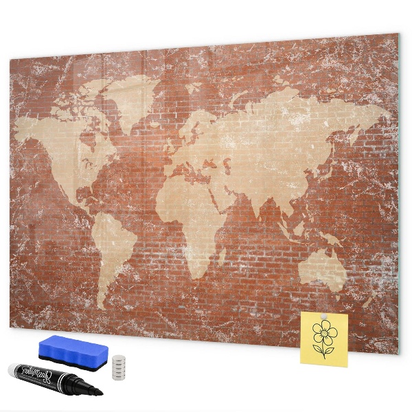 Magnetická psací tabule Mapa světa s místy, kde se daly pořídit fotografie