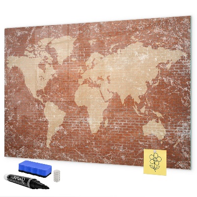 Magnetická psací tabule Mapa světa s místy, kde se daly pořídit fotografie
