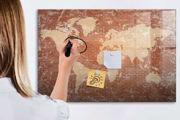 Magnetická psací tabule Mapa světa s místy, kde se daly pořídit fotografie