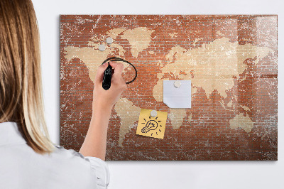 Magnetická psací tabule Mapa světa s místy, kde se daly pořídit fotografie
