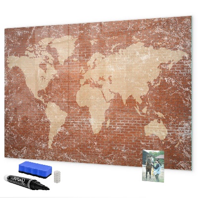 Magnetická psací tabule Mapa světa s místy, kde se daly pořídit fotografie