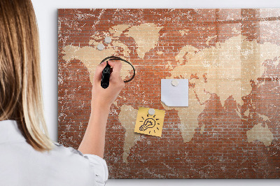 Magnetická psací tabule Mapa světa s místy, kde se daly pořídit fotografie