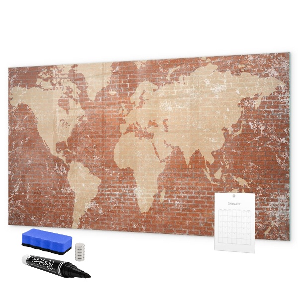 Magnetická psací tabule Mapa světa s místy, kde se daly pořídit fotografie