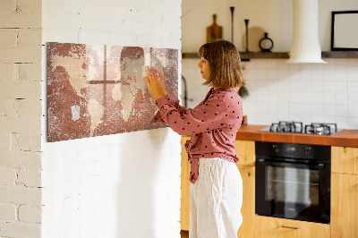 Magnetická psací tabule Mapa světa s místy, kde se daly pořídit fotografie