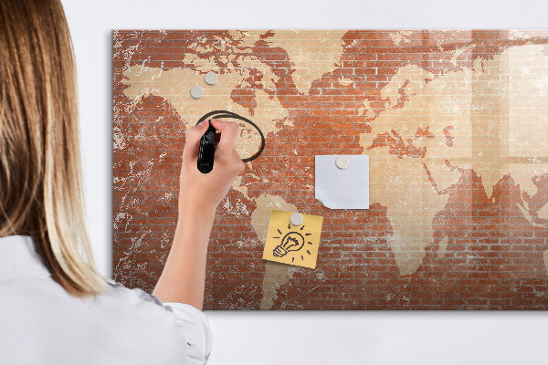 Magnetická psací tabule Mapa světa s místy, kde se daly pořídit fotografie