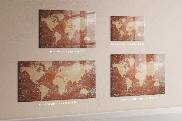 Magnetická psací tabule Mapa světa s místy, kde se daly pořídit fotografie
