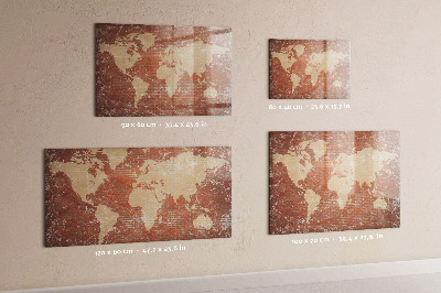 Magnetická psací tabule Mapa světa s místy, kde se daly pořídit fotografie