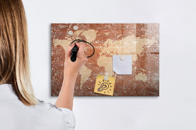 Magnetická psací tabule Mapa světa s místy, kde se daly pořídit fotografie