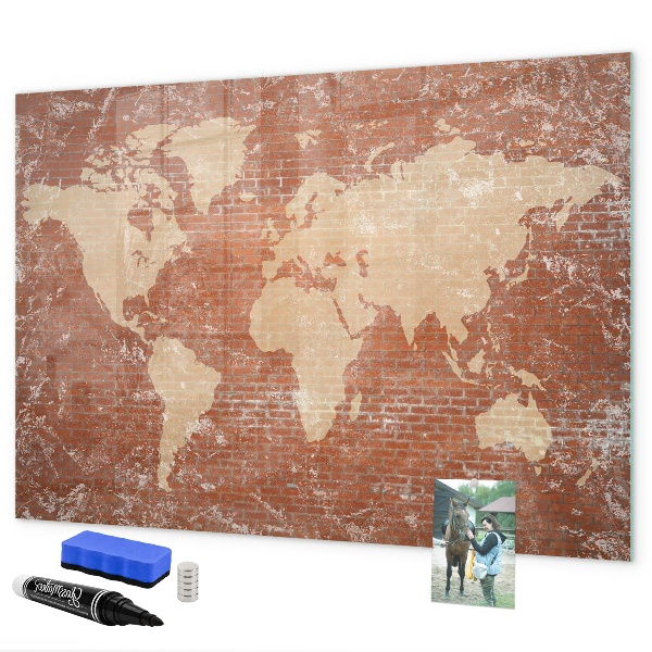Magnetická psací tabule Mapa světa s místy, kde se daly pořídit fotografie