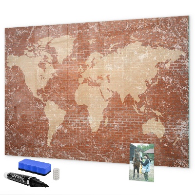 Magnetická psací tabule Mapa světa s místy, kde se daly pořídit fotografie