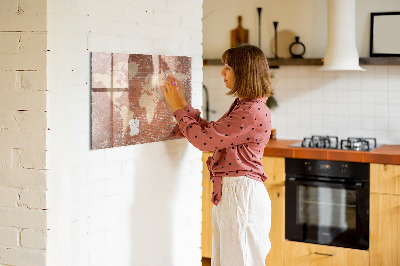 Magnetická psací tabule Mapa světa s místy, kde se daly pořídit fotografie