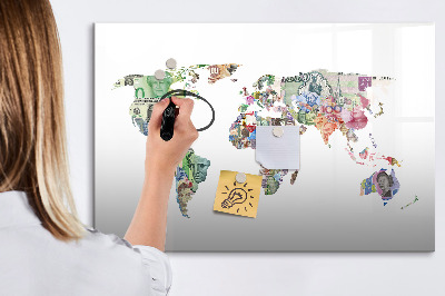 Popisovatelná magnetická tabule Mapa světa s osobními vzpomínkami