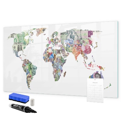Popisovatelná magnetická tabule Mapa světa s osobními vzpomínkami