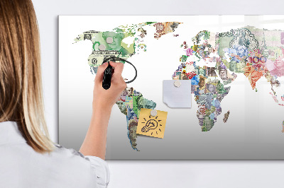 Popisovatelná magnetická tabule Mapa světa s osobními vzpomínkami