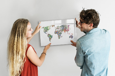 Popisovatelná magnetická tabule Mapa světa s osobními vzpomínkami
