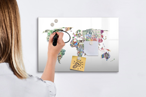 Popisovatelná magnetická tabule Mapa světa s osobními vzpomínkami