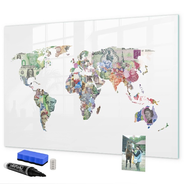 Popisovatelná magnetická tabule Mapa světa s osobními vzpomínkami