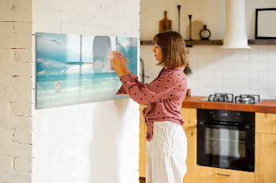 Popisovatelná magnetická tabule Magnetická tabule s fotografiemi u moře