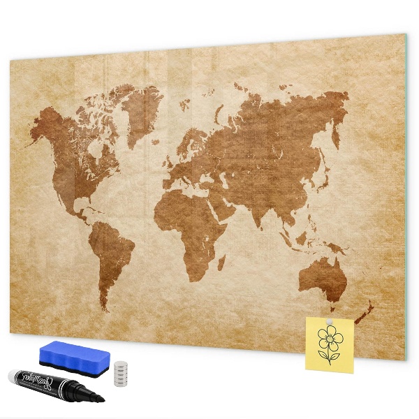 Popisovatelná magnetická tabule Mapa světa s pamětními místy
