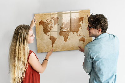 Popisovatelná magnetická tabule Mapa světa s pamětními místy