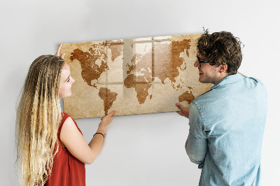 Popisovatelná magnetická tabule Mapa světa s pamětními místy