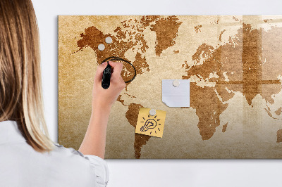 Popisovatelná magnetická tabule Mapa světa s pamětními místy