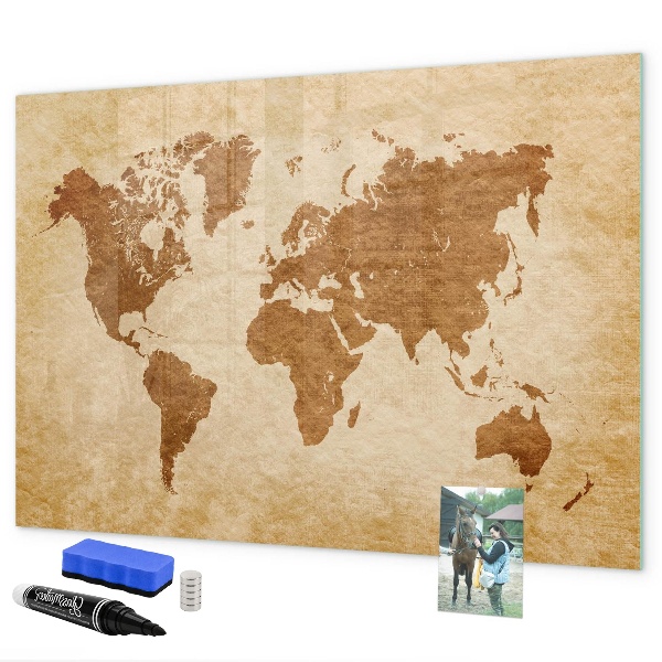 Popisovatelná magnetická tabule Mapa světa s pamětními místy