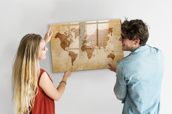 Popisovatelná magnetická tabule Mapa světa s pamětními místy