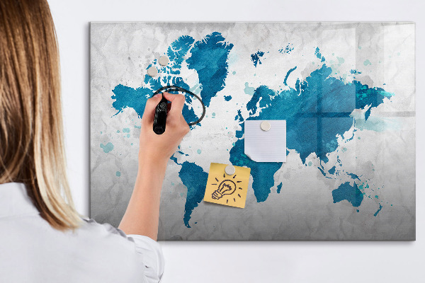 Magnetická psací tabule Mapa světa s osobními fotografiemi