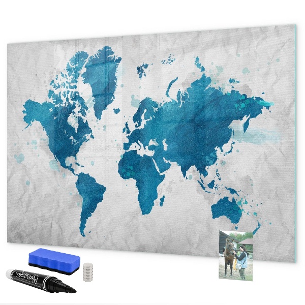 Magnetická psací tabule Mapa světa s osobními fotografiemi