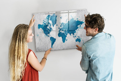 Magnetická psací tabule Mapa světa s osobními fotografiemi