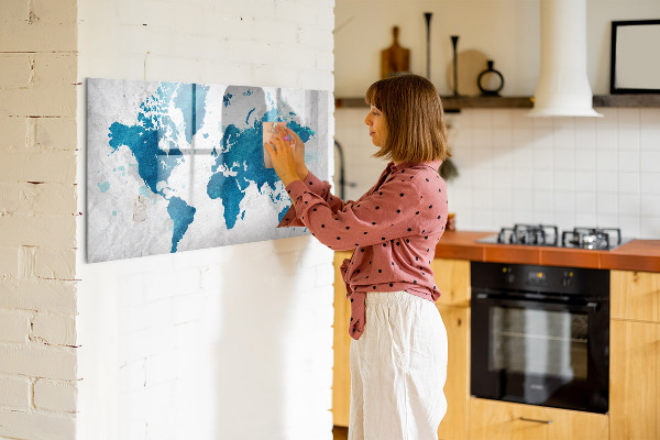 Magnetická psací tabule Mapa světa s osobními fotografiemi