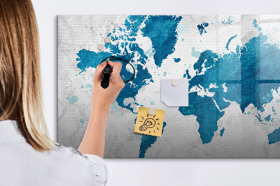 Magnetická psací tabule Mapa světa s osobními fotografiemi