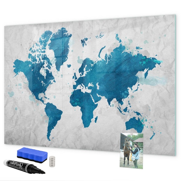Magnetická psací tabule Mapa světa s osobními fotografiemi